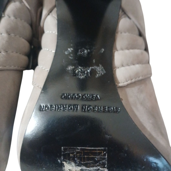 Sigerson Morrison Gray Peep Toe Ankle Booties with Stiletto Heel Size 6.5 - Picture 11 of 14